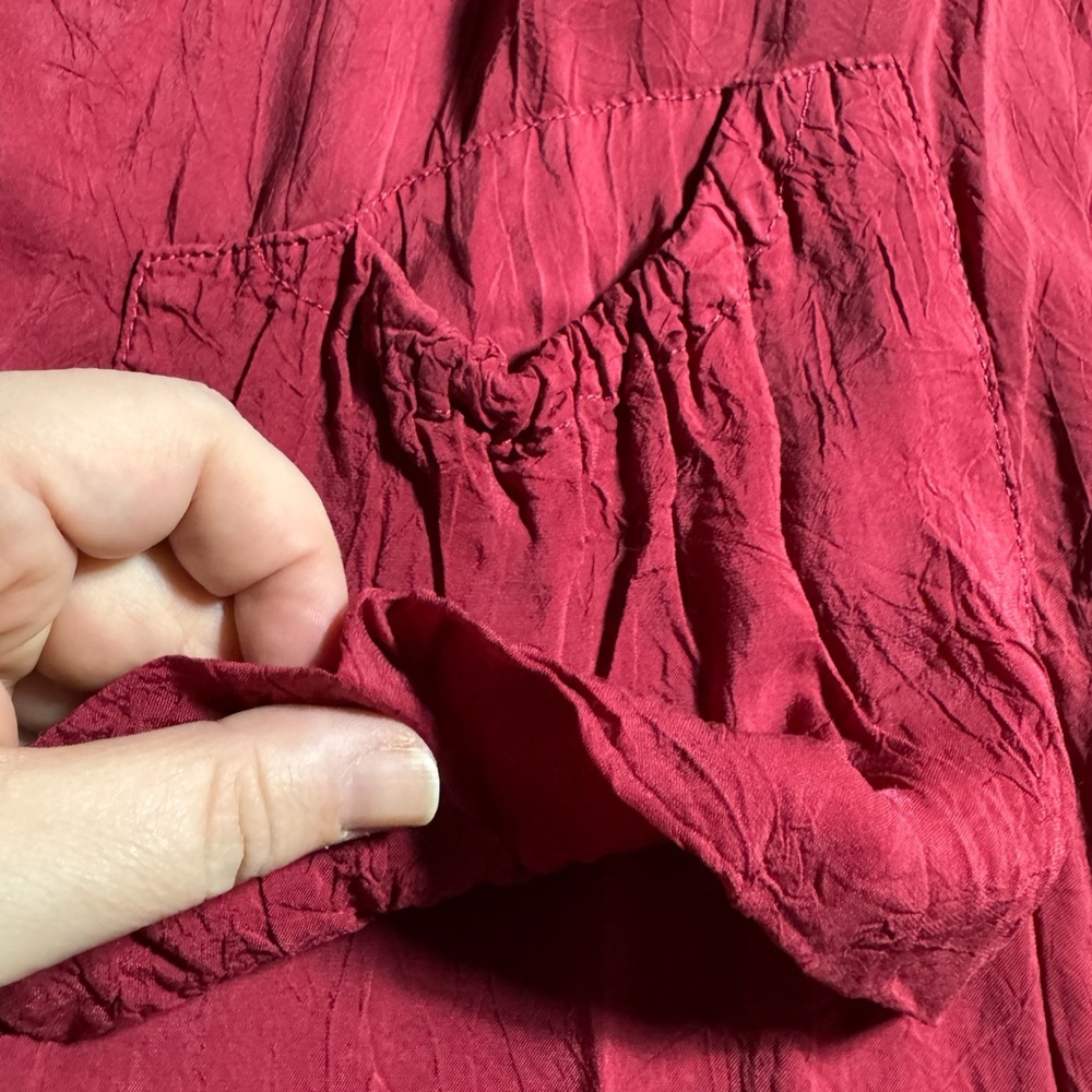 Click Color Me Cotton Red Crinkle Button Tunic To… - image 6